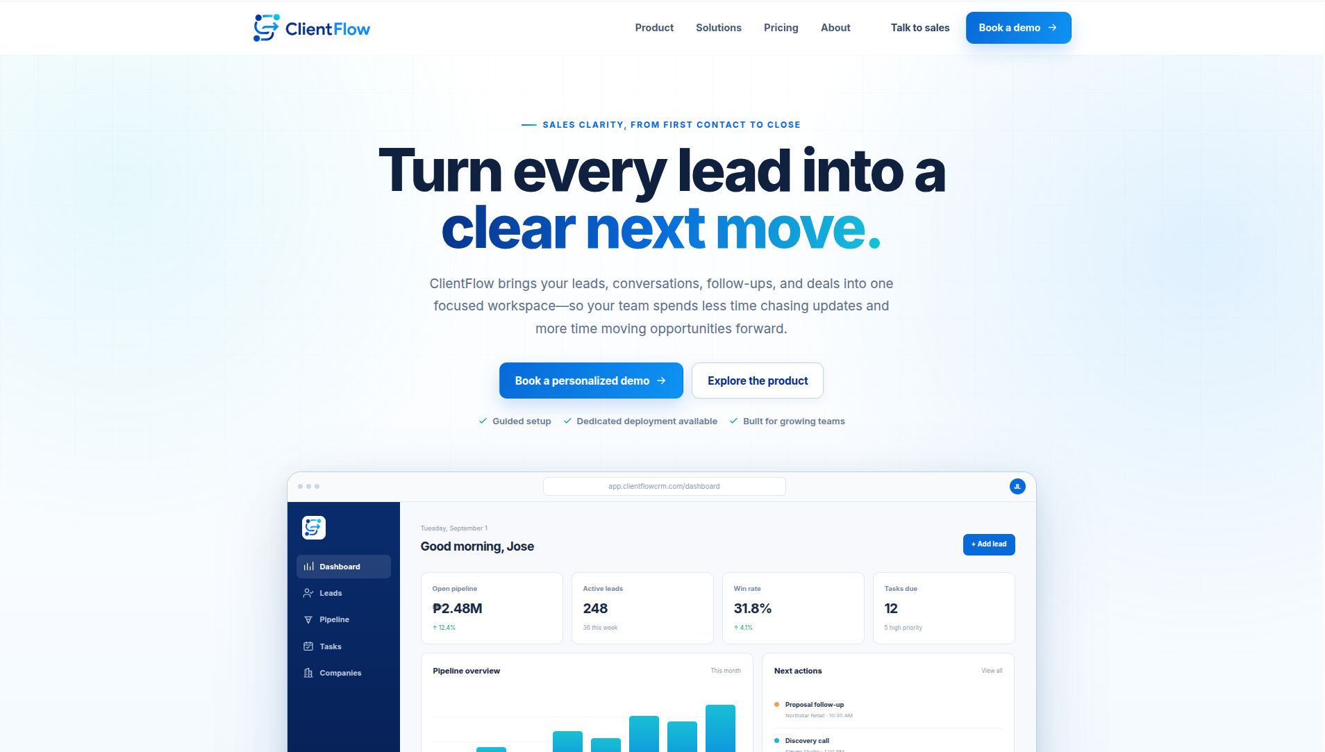 ClientFlow CRM project screenshot