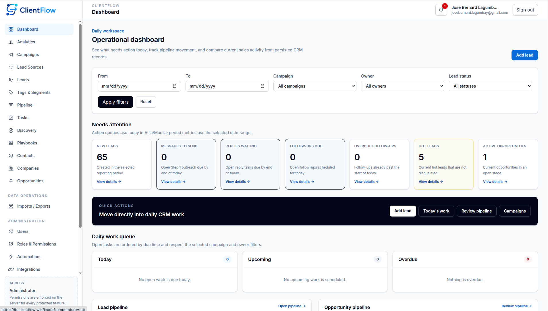 ClientFlow CRM screenshot 2
