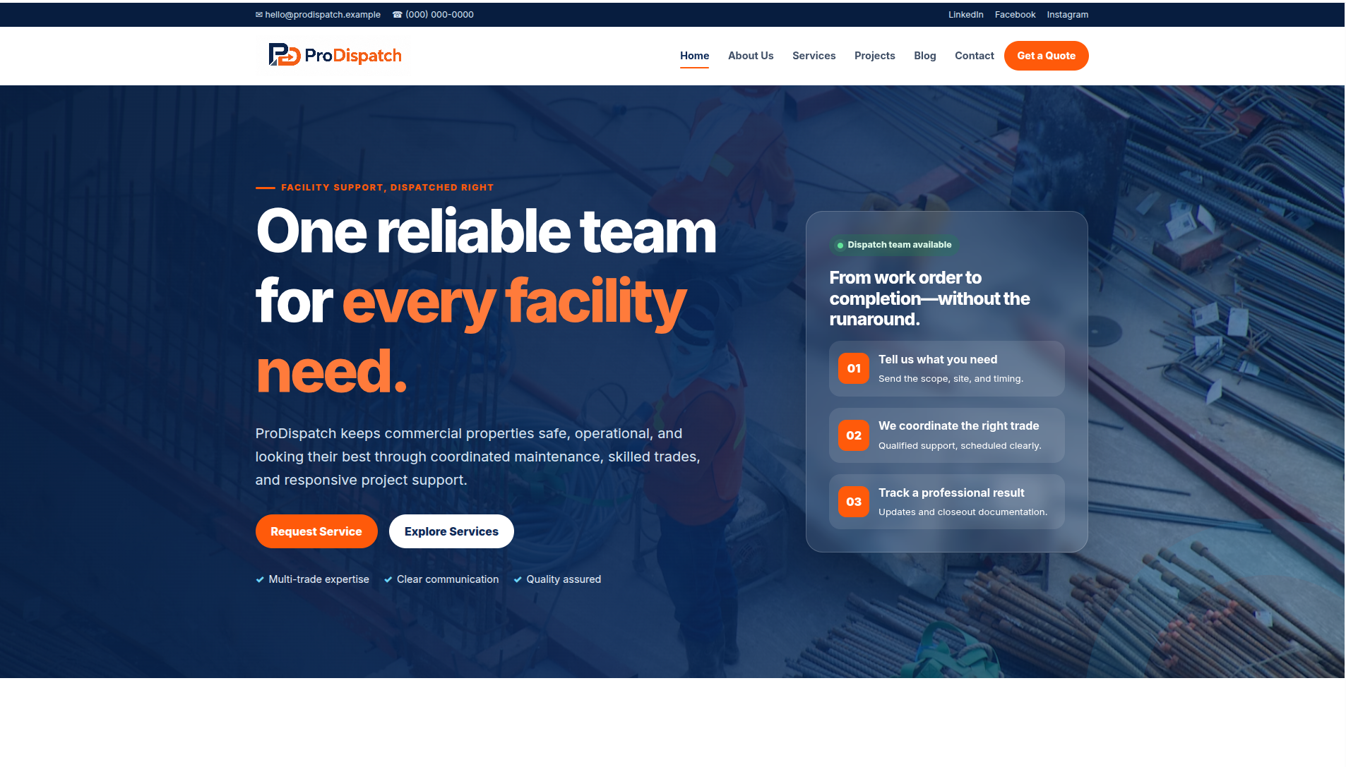 ProDispatch Website project screenshot